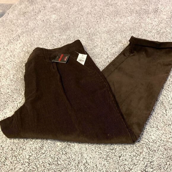 NWT LINEA UOMO 40/30L Men's Single Pleat Corduroy Pockets  Chocolate Brown Pants - Picture 3 of 10